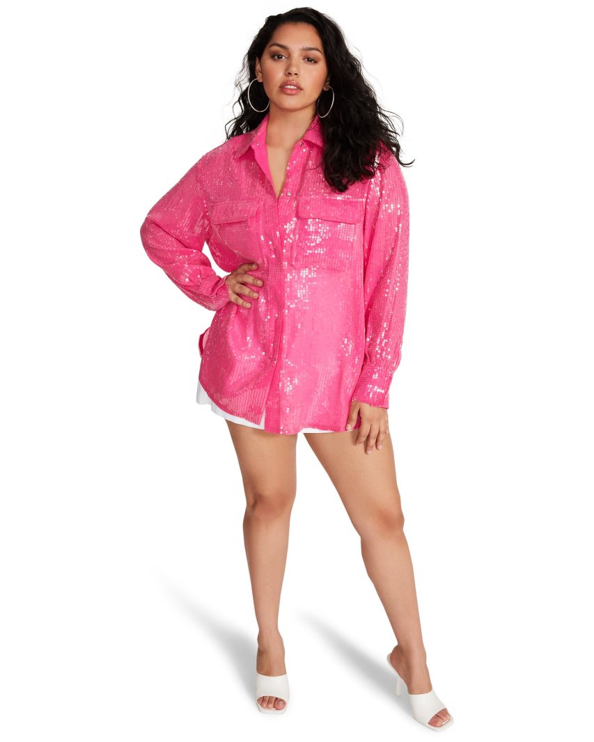 Pink Steve Madden Symone Shacket Women's Shirt Jackets | PH 7516DKU